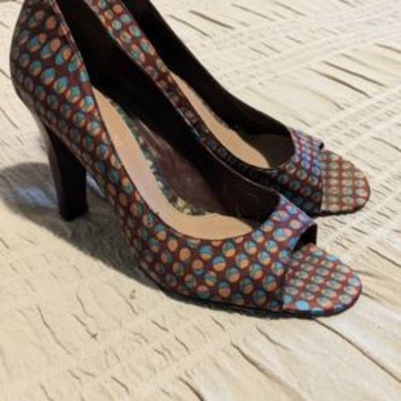 Enzo Angiolini - Burgundy Blue Peep Toe High Heels 8.5 - Picture 2 of 3